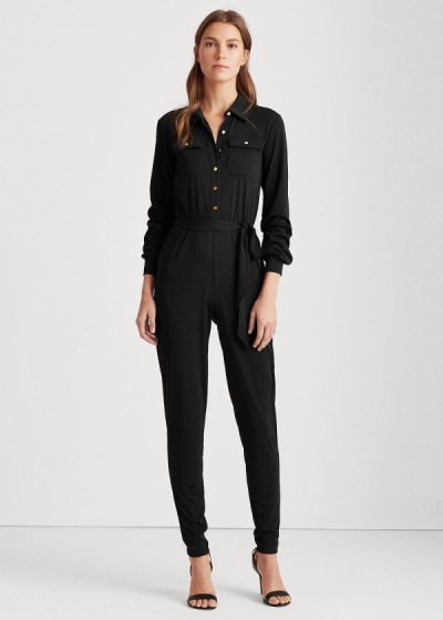 Jumpsuits Ralph Lauren Mujer Negros - Buttoned Jersey - UHCTW7236